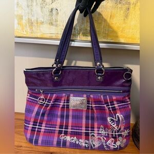 Rare Find Coach Poppy - Purple Plaid